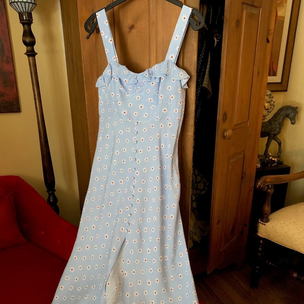 Zara midi summer dress, Size Medium, floral blue.